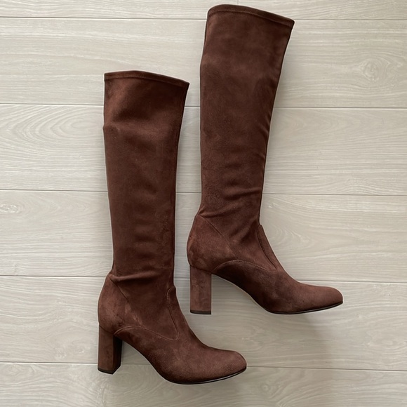 Valentino Brown Stretch Suede Knee Boot - Picture 9 of 12